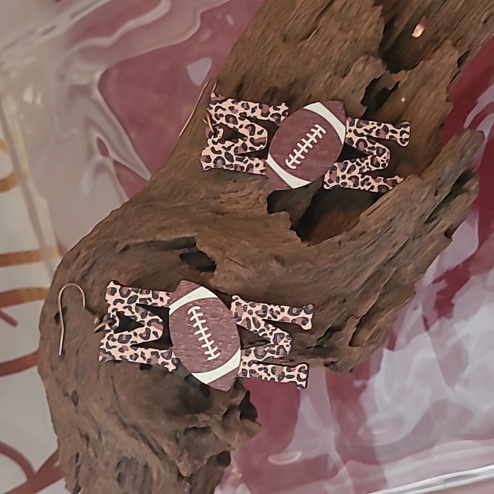Mom football earrings